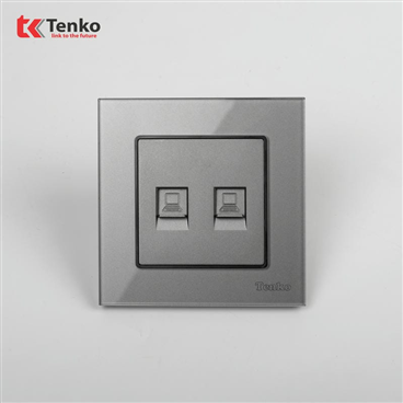 Ổ Cắm 2 Mạng LAN Mặt Kính Cường Lực F71D-52 Xám