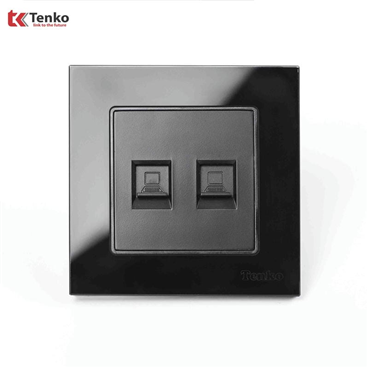 Ổ Cắm 2 Mạng LAN Mặt Kính Cường Lực F71D-52 Đen