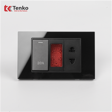 Bộ Công Tắc 20A Mặt Kính Cường Lực C18-080 Đen