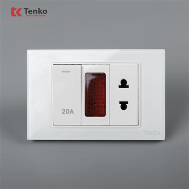 Bộ Công Tắc 20A Mặt Kính Cường Lực C18-080 Trắng