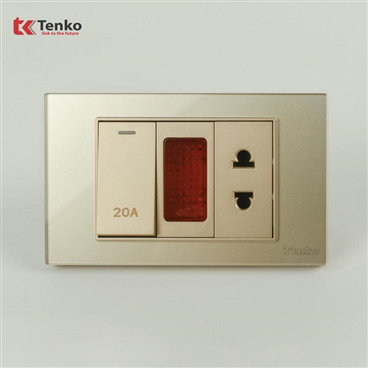 Bộ Công Tắc 20A Mặt Kính Cường Lực C18-080 Vàng