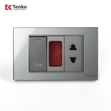 Bộ Công Tắc 20A Mặt Kính Cường Lực C18-080 Xám