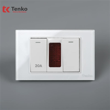 Bộ Công Tắc 20A Mặt Kính Cường Lực C18-081 Trắng