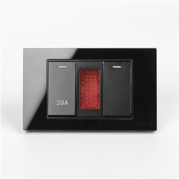 Bộ Công Tắc 20A Mặt Kính Cường Lực C18-081 Đen