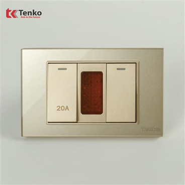 Bộ Công Tắc 20A Mặt Kính Cường Lực C18-081 Vàng