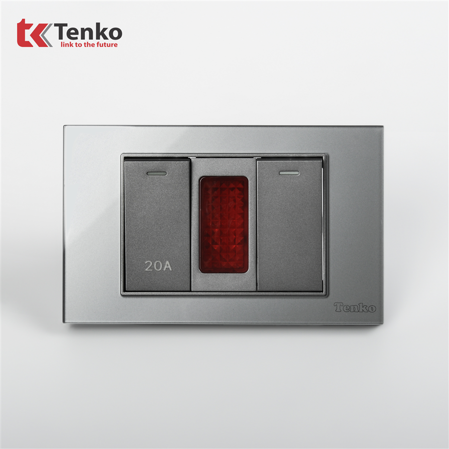Bộ Công Tắc 20A Mặt Kính Cường Lực C18-081 Xám