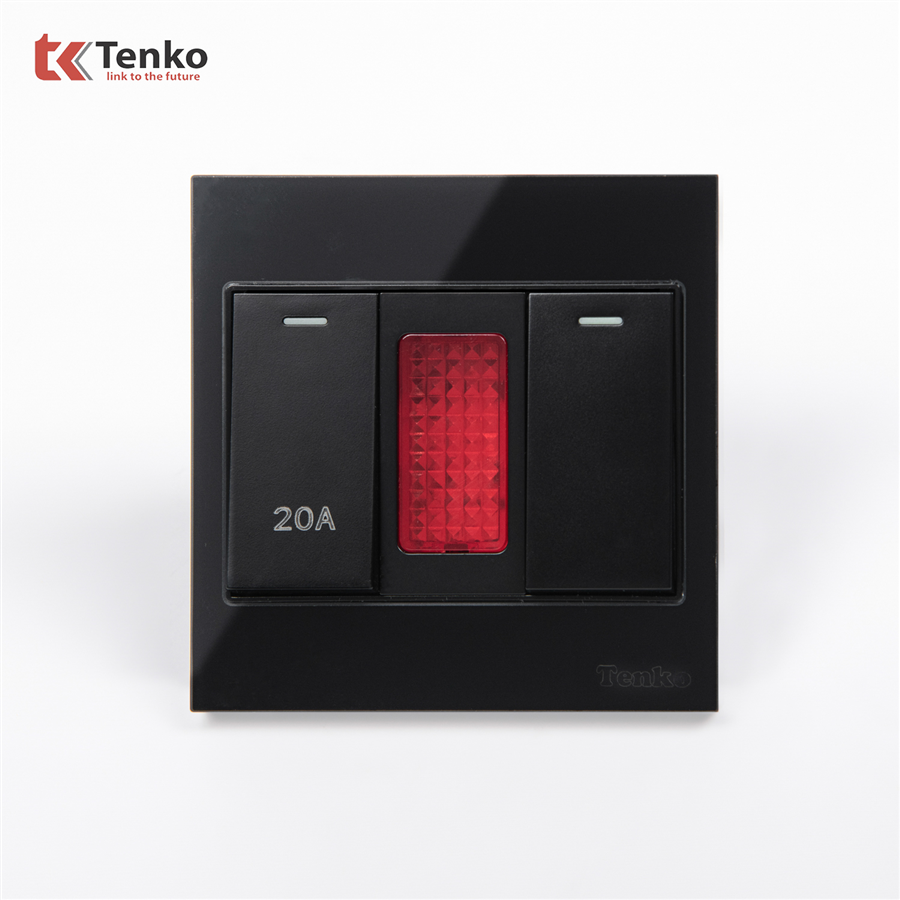 Bộ Công Tắc 20A Mặt Kính Cường LựcTK-V18-081 Đen