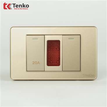 Bộ Công Tắc 20A Mặt Nhựa Phủ Bóng Kính C9-081 Vàng