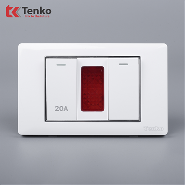 Bộ Công Tắc 20A Mặt Nhựa Trắng Viền Bạc C27-081