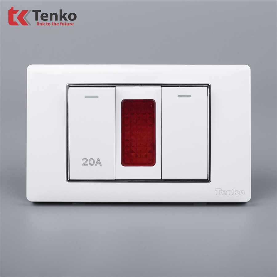 Bộ Công Tắc 20A Mặt Nhựa Trắng Viền Bạc C27-081