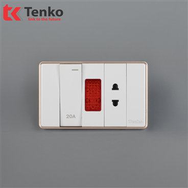 Bộ Công Tắc 20A Tràn Viền C1-080 Trắng Viền Vàng