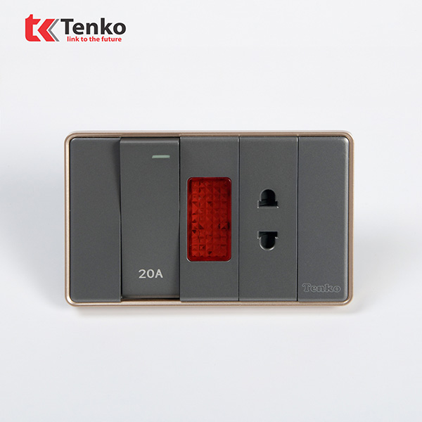 Bộ Công Tắc 20A Tràn Viền C1-080 Xám Viền Vàng