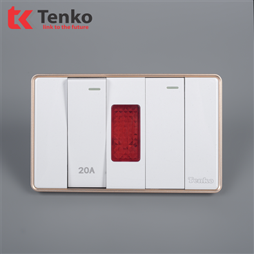 Bộ Công Tắc 20A Tràn Viền C1-081 Trắng Viền Vàng