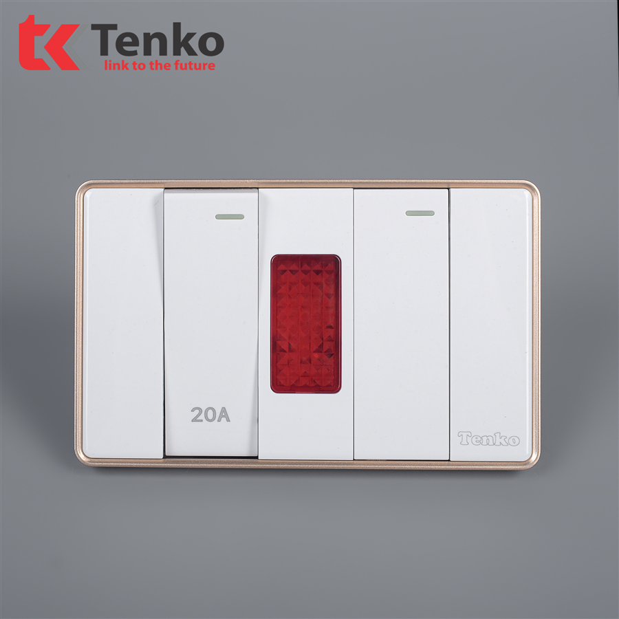 Bộ Công Tắc 20A Tràn Viền C1-081 Trắng Viền Vàng