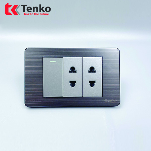 Bộ Công Tắc Mặt Hợp Kim Đen Xám TK-C7G-025