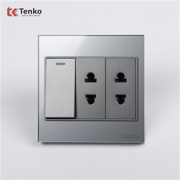 Công Tắc, Ổ Cắm Điện Kính Cường Lực TK-V18-025 Xám