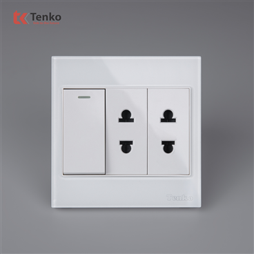 Bộ Công Tắc Mặt Kính Cường Lực TK-V18-025 Trắng