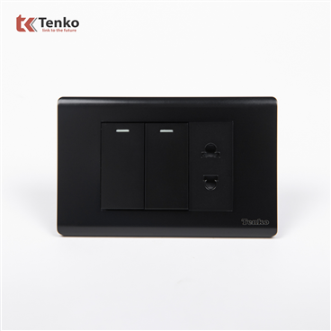 Bộ Công Tắc Ổ Cắm Điện TK-C25-027 Mặt Nhựa PC Đen