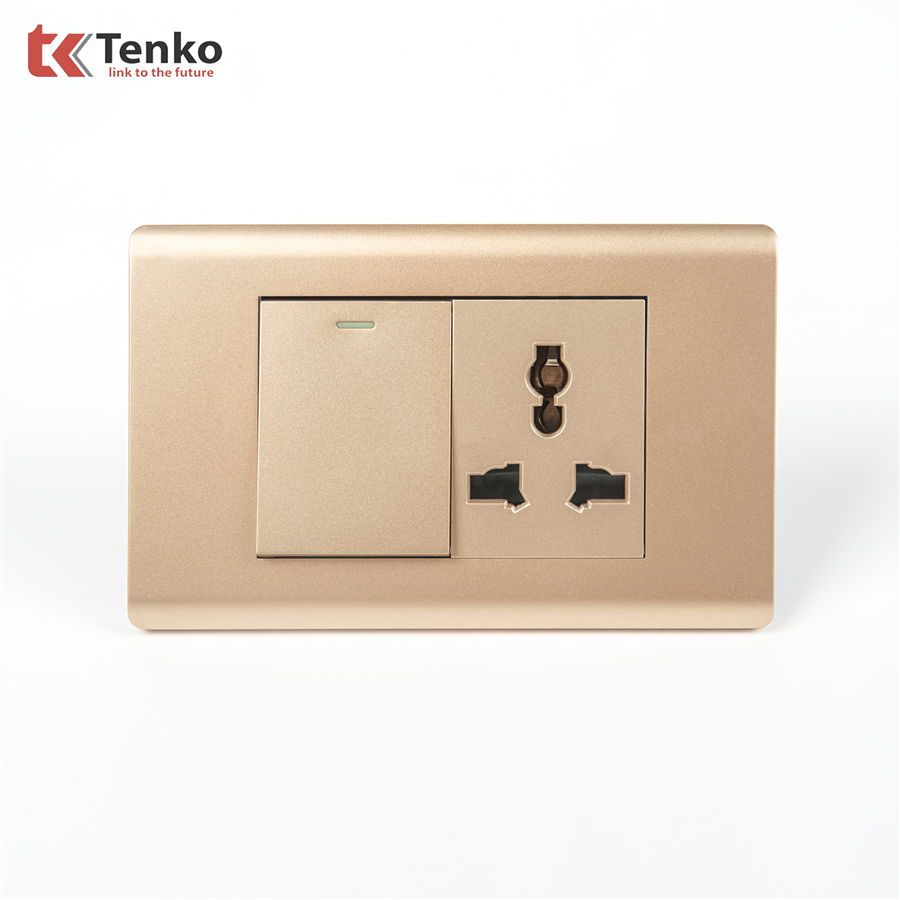 Bộ Công Tắc Ổ Cắm Điện TK-C25-039 Mặt Nhựa PC Vàng
