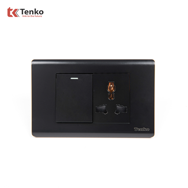 Bộ Công Tắc Ổ Cắm Điện TK-C25-039 Mặt Nhựa PC Đen