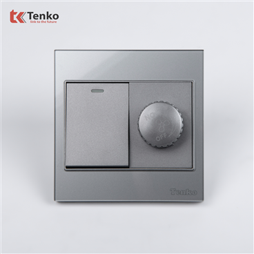 Bộ Chiết Áp Quạt Mặt Kính Cường Lực TK-V18-087 Xám