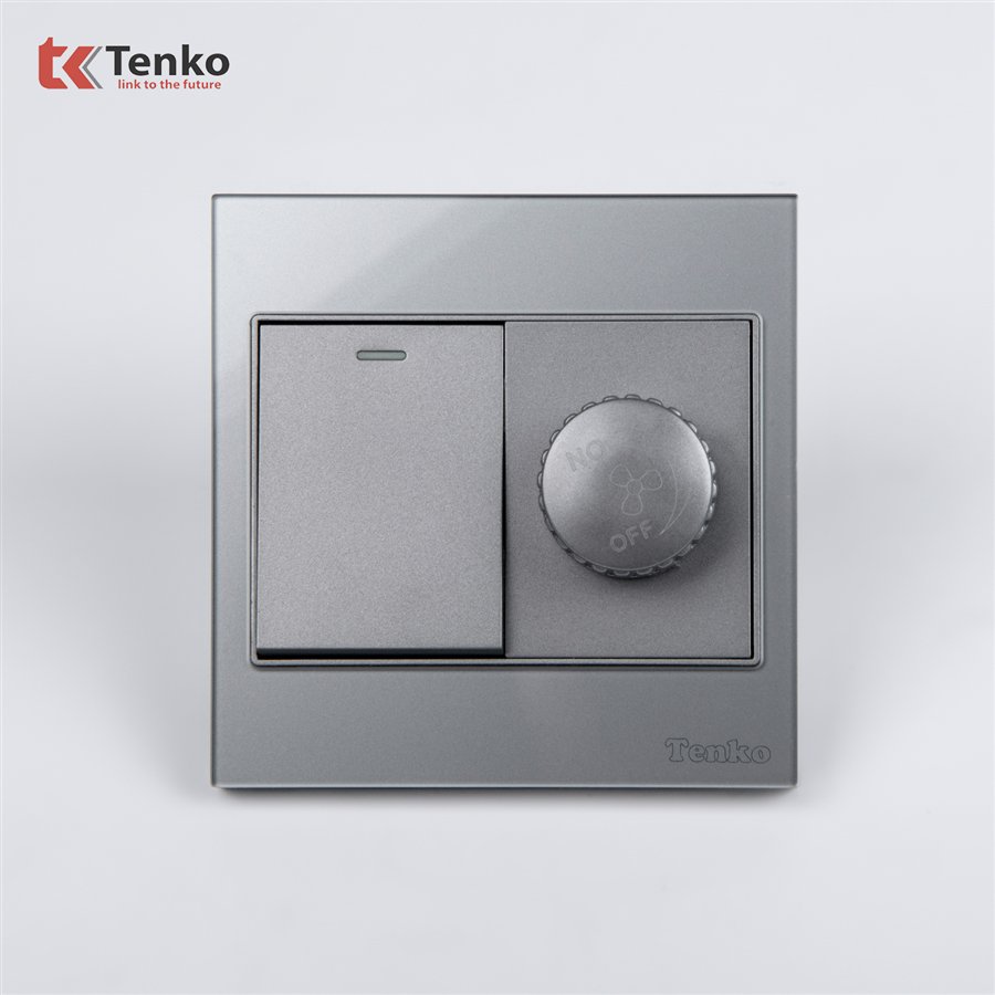 Bộ Chiết Áp Quạt Mặt Kính Cường Lực TK-V18-087 Xám