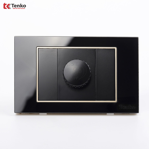 Chiết Áp Quạt Mặt Kính Cường Lực C18B-086Viền Vàng