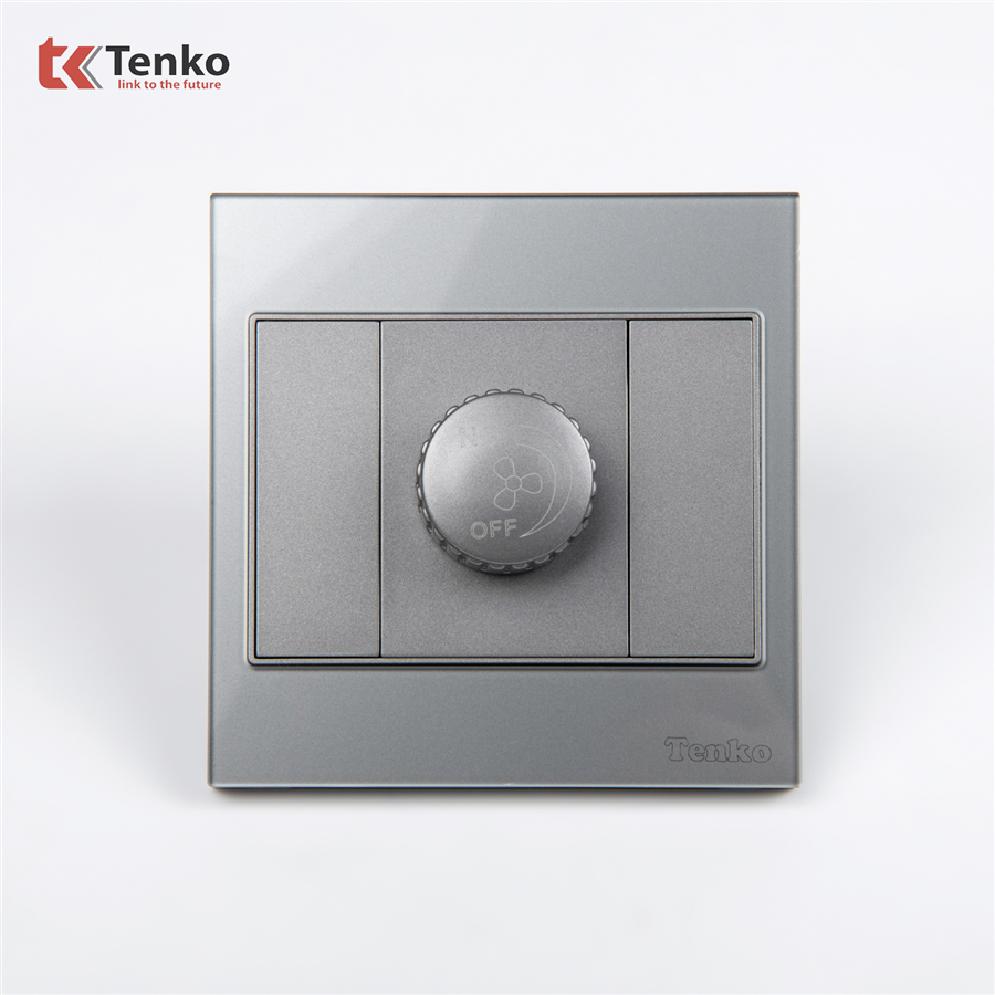 Chiết Áp Quạt Mặt Kính Cường Lực TK-V18-086 Xám