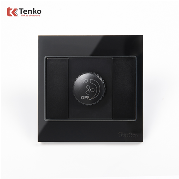 Chiết Áp Quạt Mặt Kính Cường Lực TK-V18-086 Đen