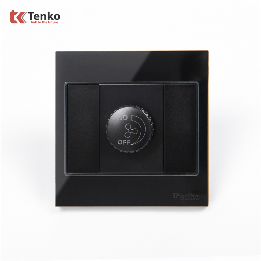 Chiết Áp Quạt Mặt Kính Cường Lực TK-V18-086 Đen