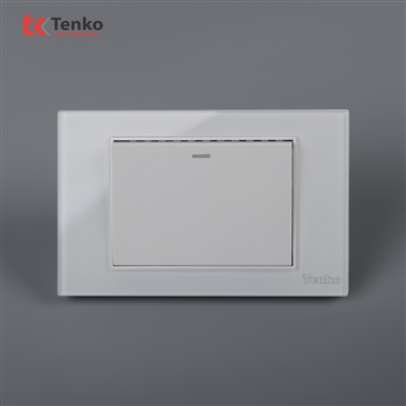 Công Tắc 1 Nút Mặt Kính Cường Lực C18-01 Trắng
