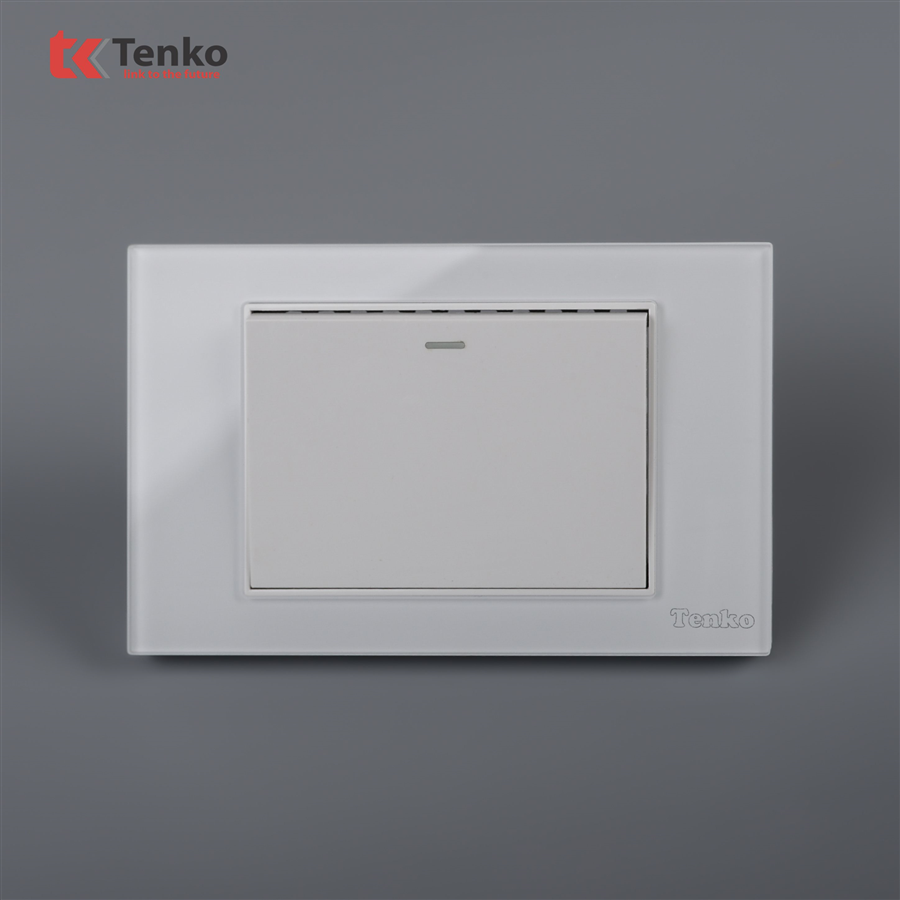 Công Tắc 1 Nút Mặt Kính Cường Lực C18-01 Trắng
