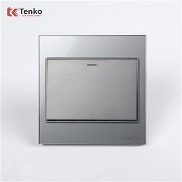 Công Tắc 1 Nút Mặt Kính Cường Lực TK-V18-01 Xám