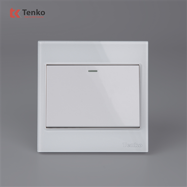 Công Tắc 1 Nút Mặt Kính Cường Lực TK-V18-01 Trắng