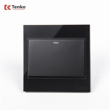 Công Tắc 1 Nút Mặt Kính Cường Lực TK-V18-01 Đen