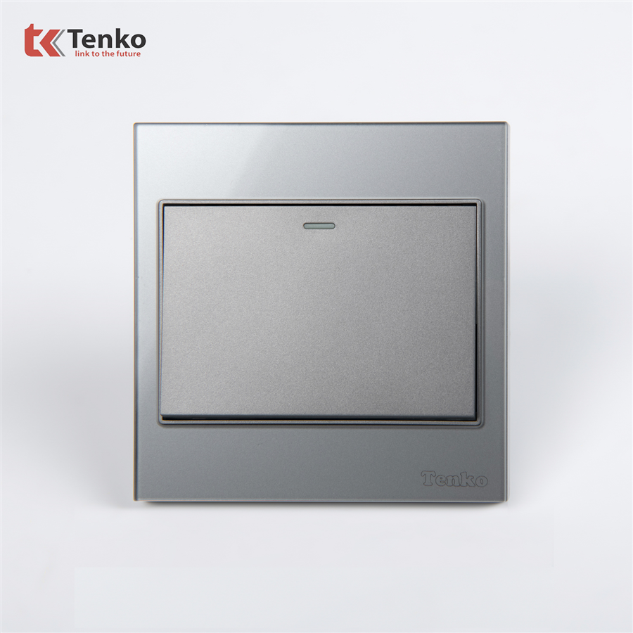Công Tắc 1 Nút Mặt Kính Cường Lực TK-V18-01 Xám