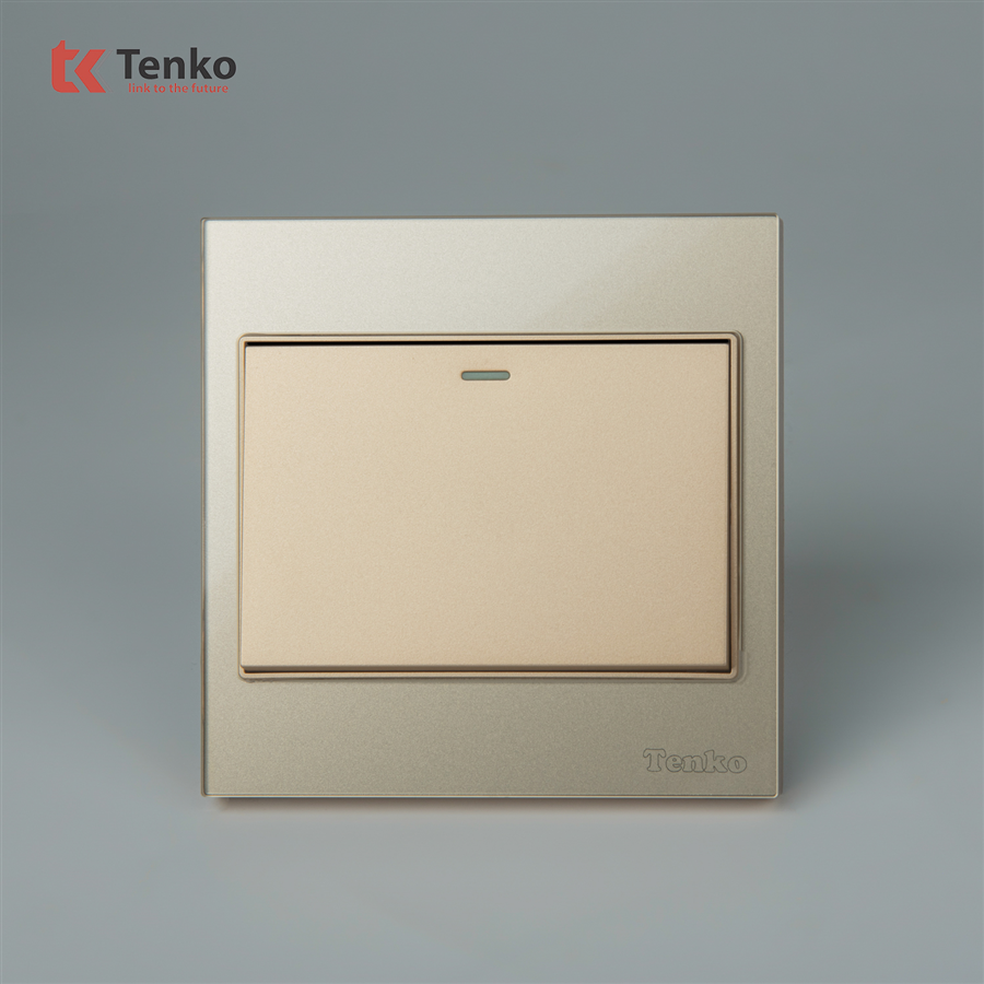Công Tắc 1 Nút Mặt Kính Cường Lực TK-V18-01 Vàng