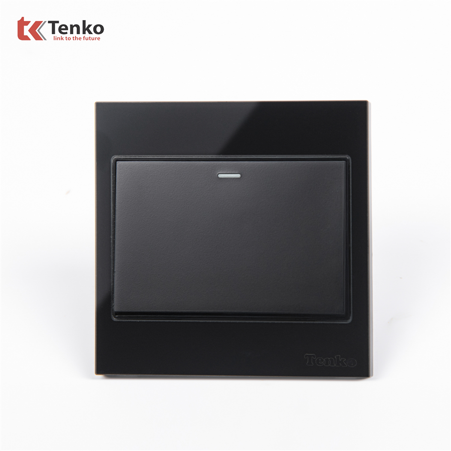 Công Tắc 1 Nút Mặt Kính Cường Lực TK-V18-01 Đen