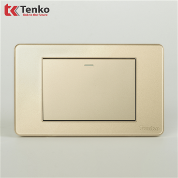 Công Tắc 1 Nút Mặt Nhựa Phủ Bóng Kính C9-01 Vàng