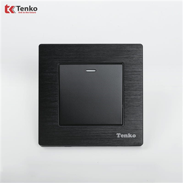 Công Tắc 1 Nút Mặt Vân Hợp Kim F71B-01 Đen Xước