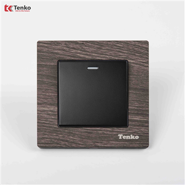 Công Tắc 1 Nút Mặt Vuông Vân Gỗ Tenko TK-F71A-01