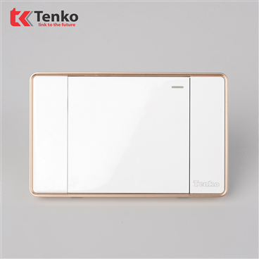Công Tắc 1 Nút Tràn Viền C1-01 Trắng Viền Vàng