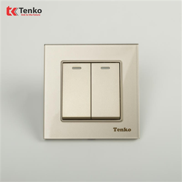 Công Tắc 2 Nút Mặt Kính Cường Lực F71D-02 Vàng
