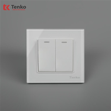 Công Tắc 2 Nút Mặt Kính Cường Lực F71D-02 Trắng