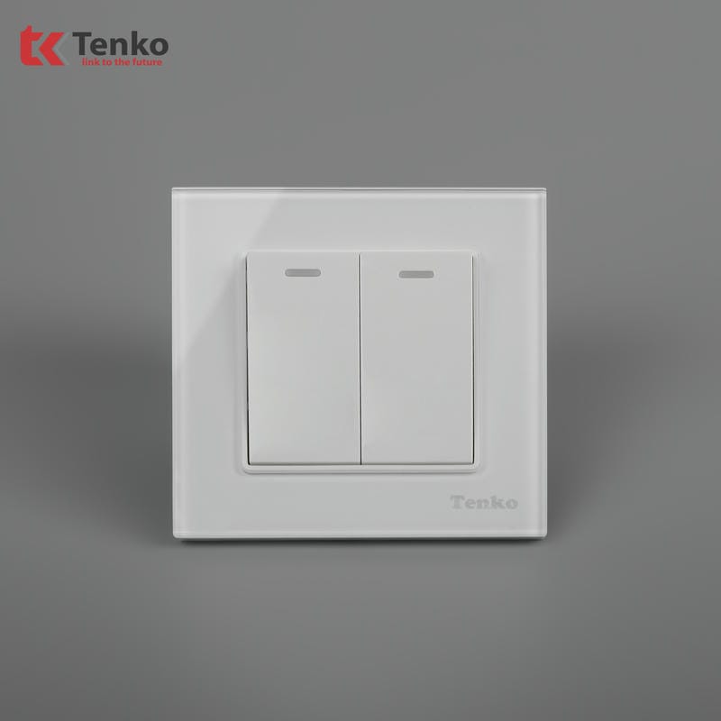 Công Tắc 2 Nút Mặt Kính Cường Lực F71D-02 Trắng