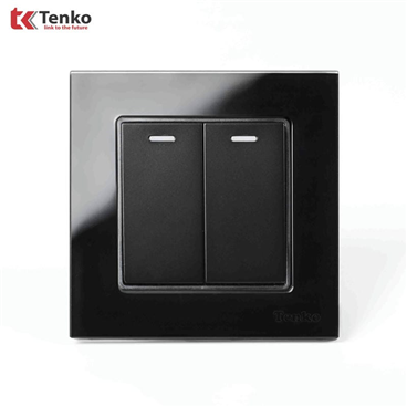 Công Tắc 2 Nút Mặt Kính Cường Lực F71D-02 Đen