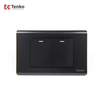 Công Tắc 2 Nút TENKO TK-C25-02 Mặt Nhựa PC Đen