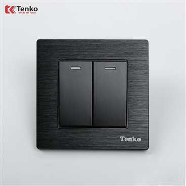 Công Tắc 2 Nút Mặt Vân Hợp Kim F71B-02 Đen Xước