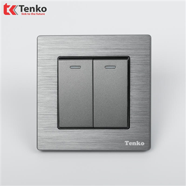 Công Tắc 2 Nút Mặt Vân Hợp Kim F71B-02 Xám Xước