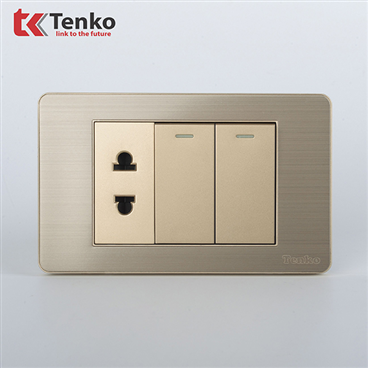 Công Tắc 2 Nút + Ổ Cắm Âm Tường Hợp Kim TK-C7G-027